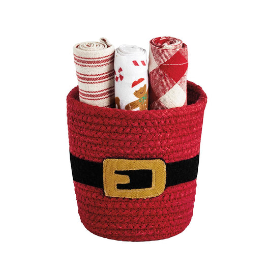 Mud Pie Christmas Santa Christmas Towel Basket Set