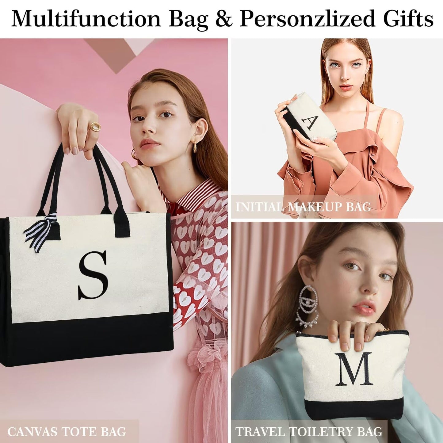 YOOLIFE Gifts for Women - Birthday Gifts for Women Mom Daughter Sister Friends, Personalized Initial Tote Bag, Letter K