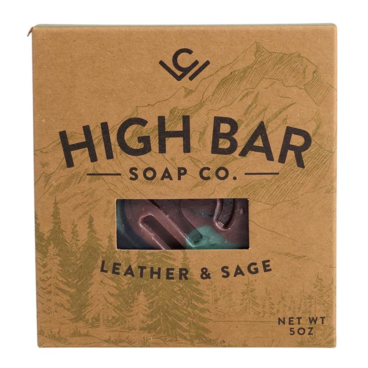 COLE WHEELER High Bar Soap for Men - Luxury Natural Exfoliating & Moisturizing, Vegan, Animal Fat Free, Unisex Body Soap, 5-Ounces, Leather & Sage