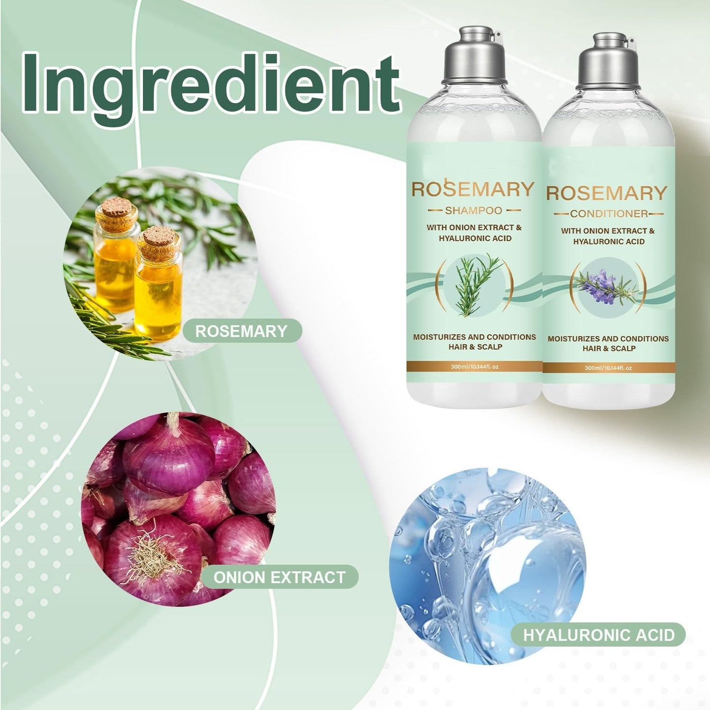 Rosemary Shampoo and Conditioner Set with Rosemary Oil and Onion Extract, Thickening Formula - Volumizing Clarifying, Hydrating and Thickening Hair