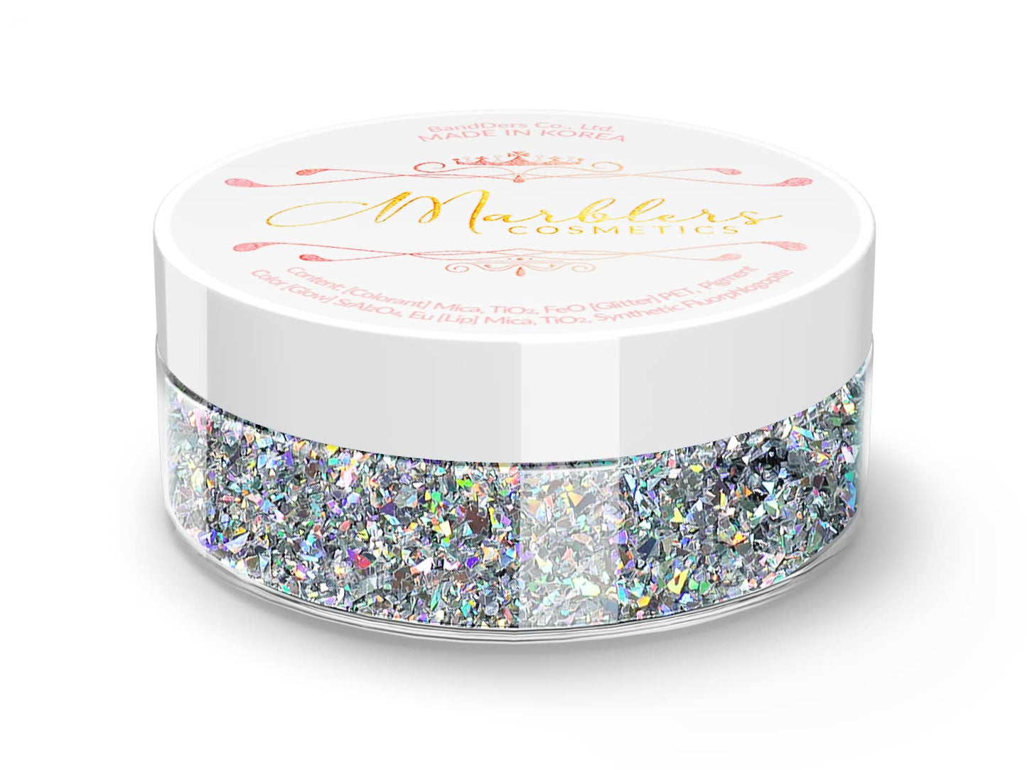 MARBLERS Holographic Face & Body Glitter [Crushed Holo Silver] 0.11oz (3g) | Chunky | Chopped | Flake | Non-Toxic | Cruelty-Free | Festival, Rave