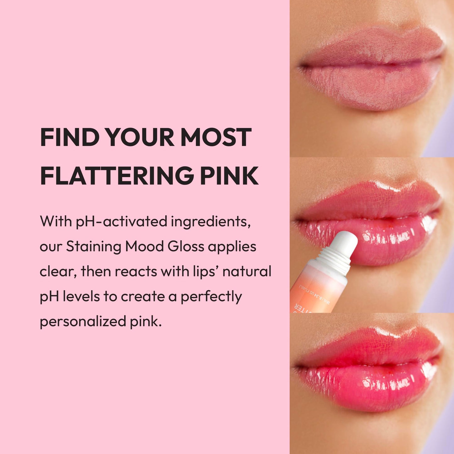 Ruby Kisses pH Lip Gloss, Pink Tinted Lip Balm Stain, Mood Color Changing Lipstick with Mango Butter for Long-Lasting Hydration