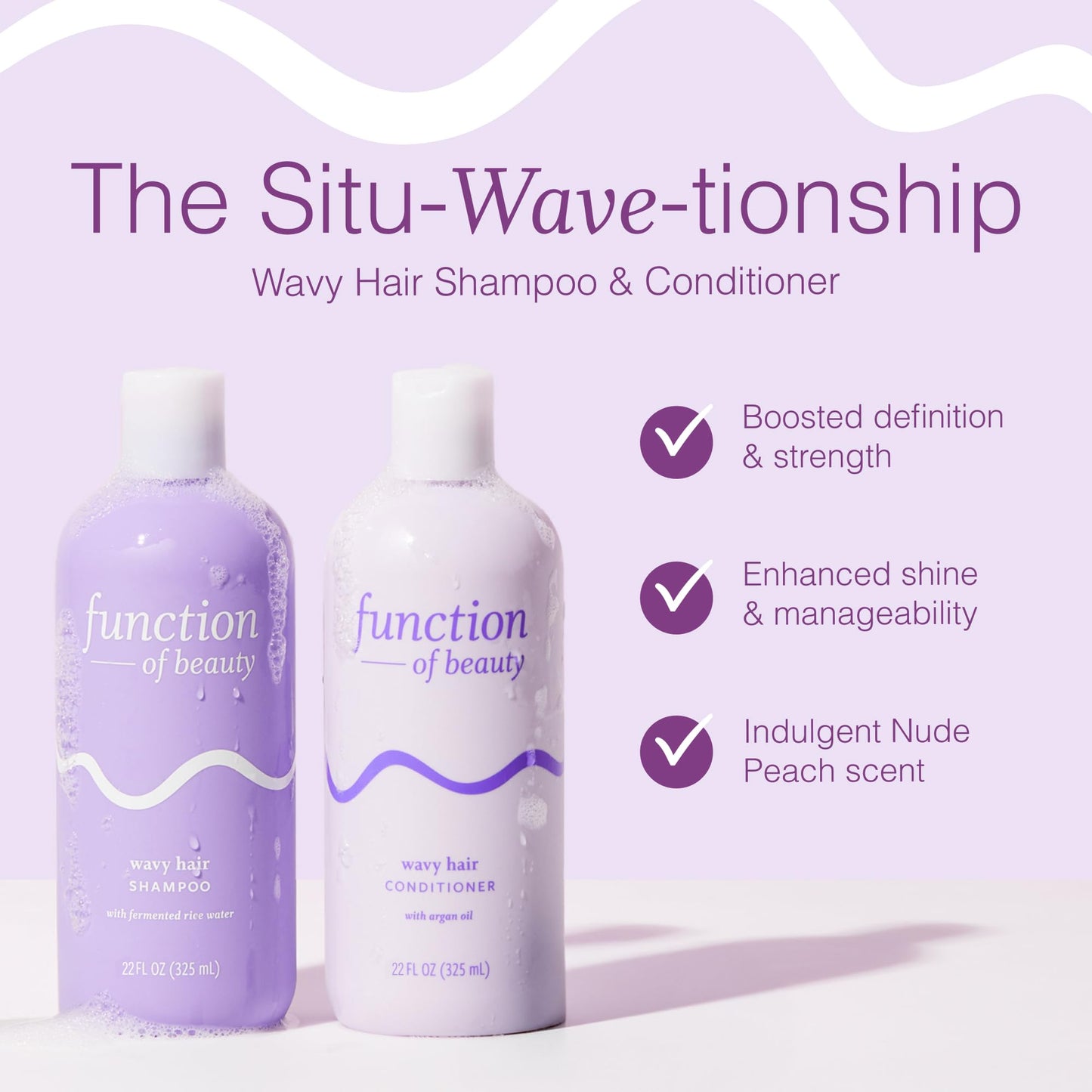 Function of Beauty Wavy Hair Shampoo & Conditioner XL Set - Sulfate-Free Shampoo & Conditioner Duo for Natural Wavy Texture - Lightweight, Anti-Frizz