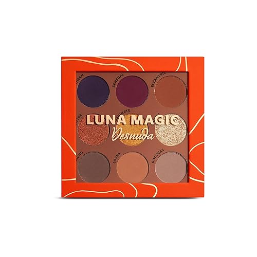 LUNA MAGIC Nude/Desnuda Eye Shadow Palette with 9 Ultra-Blendable Nude, Shimmer & Smoky Shades for All Skin Tones - Long-Lasting Pigment…