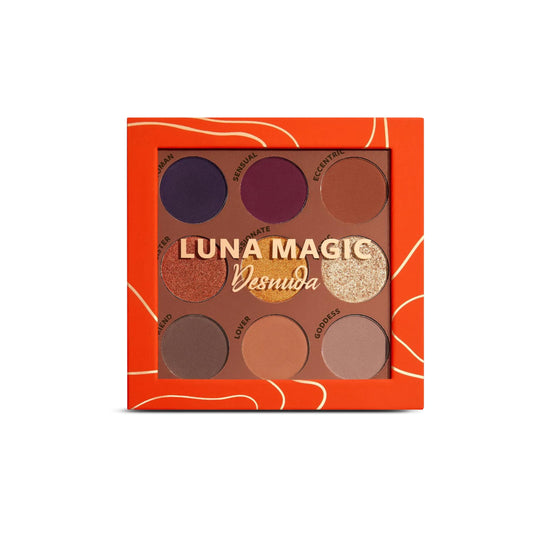 LUNA MAGIC Nude/Desnuda Eye Shadow Palette with 9 Ultra-Blendable Nude, Shimmer & Smoky Shades for All Skin Tones - Long-Lasting Pigment…