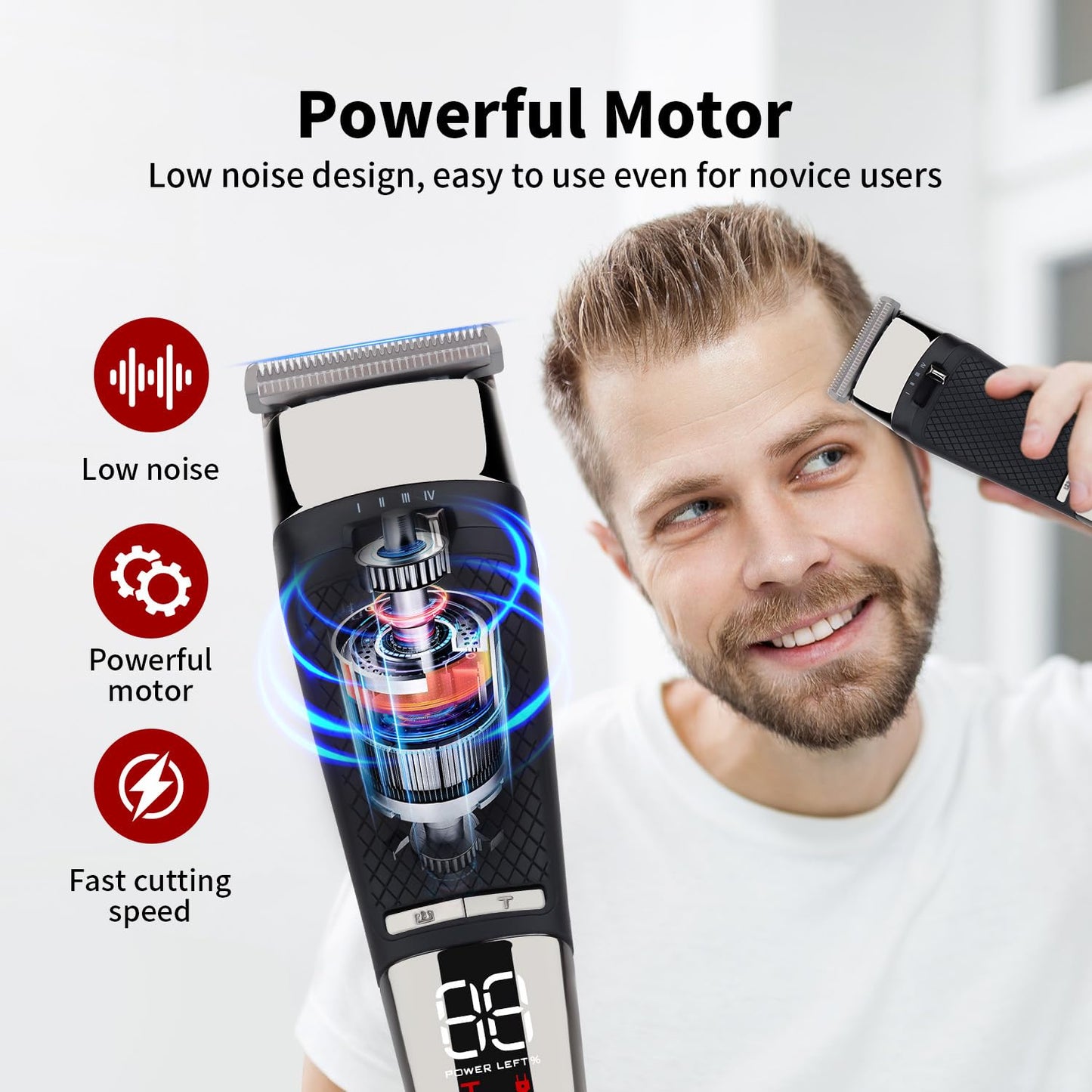 Professional Hair Clippers for Men - Cordless Trimmer with LCD Display, 4 Limit Combs Barber for Cutting & Mens Grooming Beauty and Personal Care QDKVTNDJZ