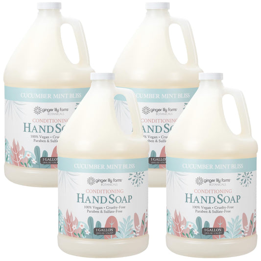 Ginger Lily Farms Botanicals Conditioning Liquid Hand Soap Refill, 100% Vegan & Cruelty-Free, Cucumber Mint Bliss Scent, 1 Gallon (Pack of 4) Beauty & Personal Care Ginger Lily Farms