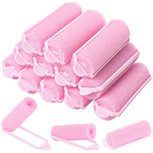 12 Pcs Foam Sponge Hair Rollers 2.4 Inch Hair Curlers to Sleep Heatless Curler Hair Pink Christmas Party Hairstyles