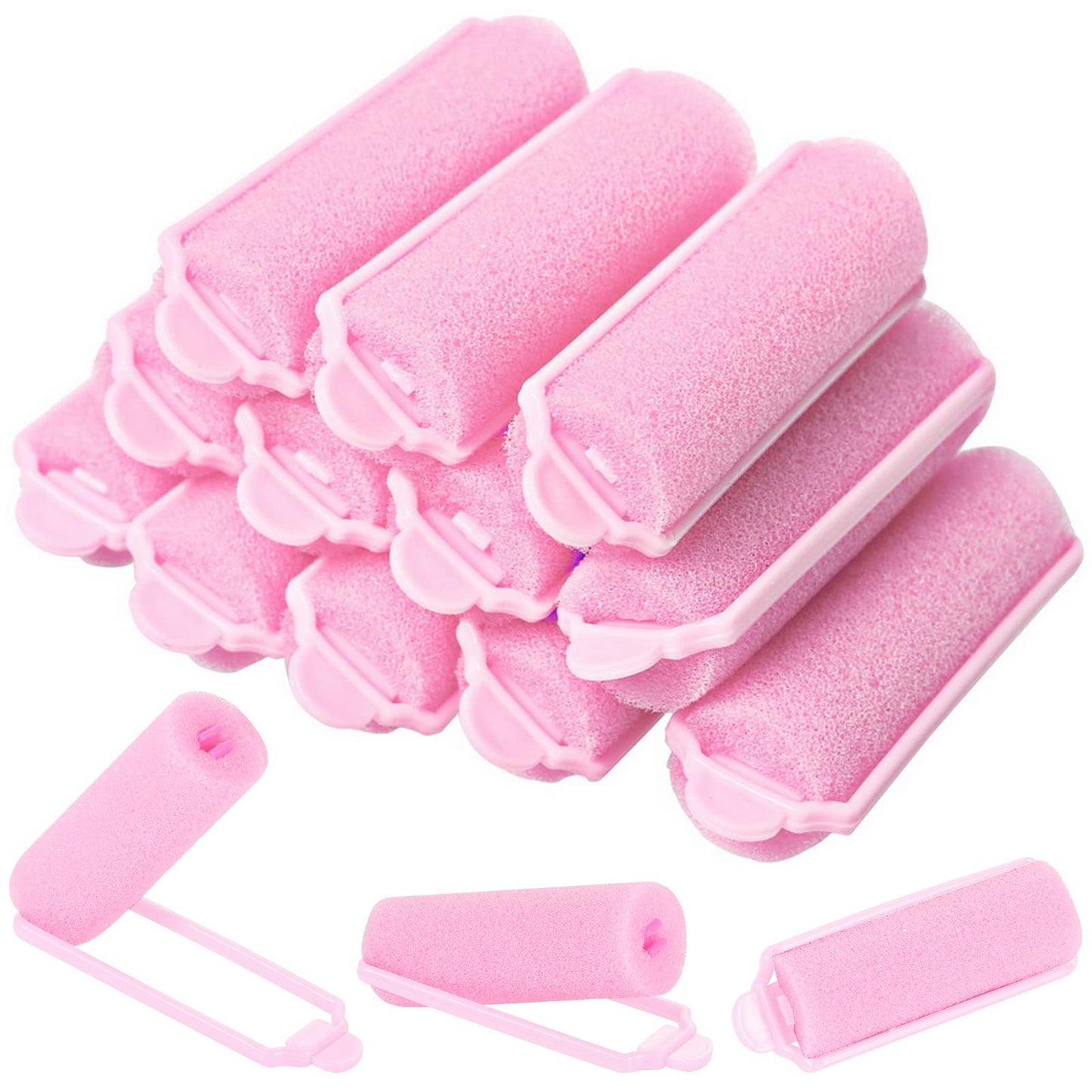 12 Pcs Foam Sponge Hair Rollers 2.4 Inch Hair Curlers to Sleep Heatless Curler Hair Pink Christmas Party Hairstyles