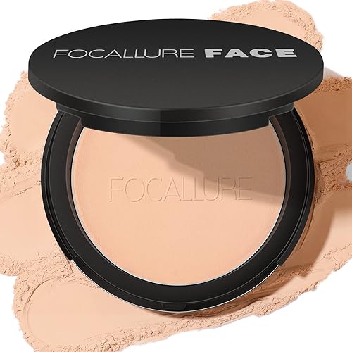 FOCALLURE Flawless Pressed Powder, Control Shine & Smooth Complexion, Pressed Setting Powder Foundation Makeup, Portable Face Powder Compact