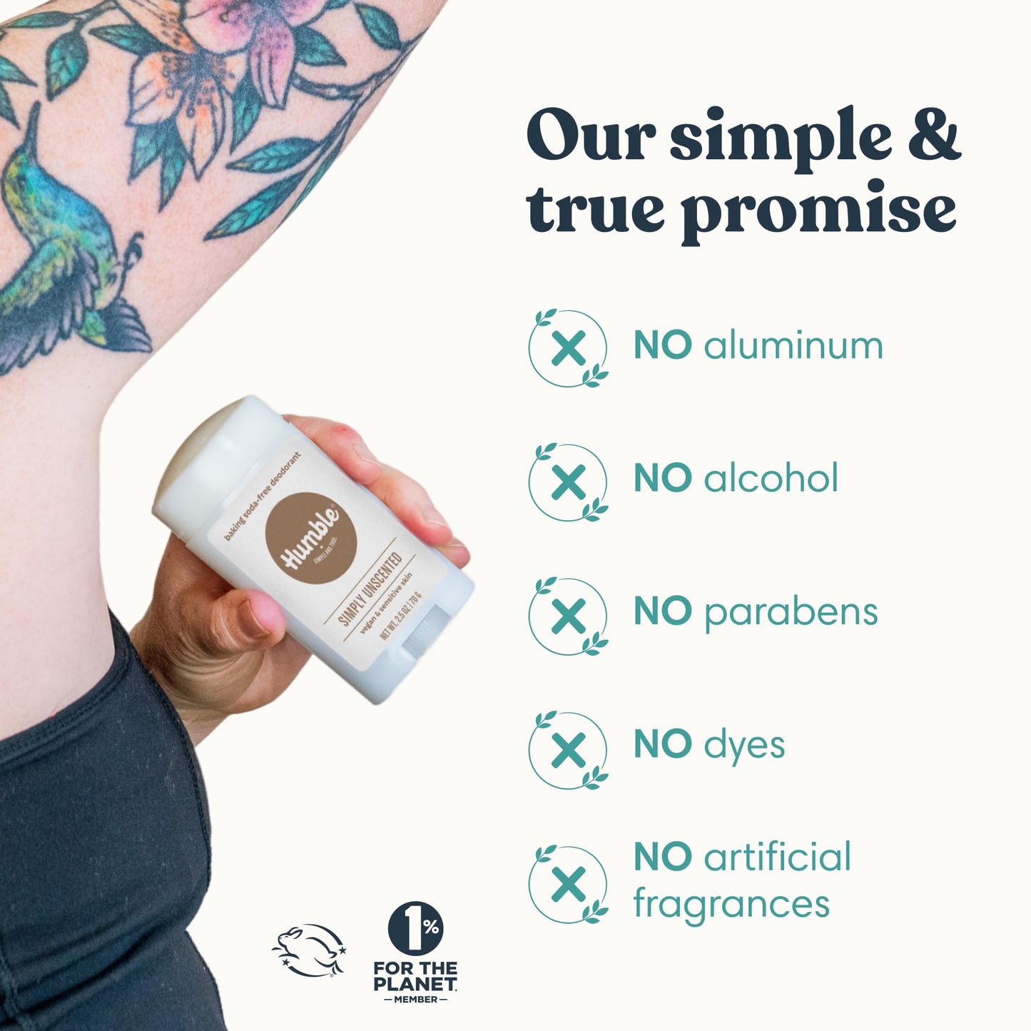 Humble Aluminum-Free Deodorant for Women & Men, Simply Unscented - Baking Soda-Free Natural Deodorant Stick for Sensitive Skin with Essential Oils Beauty and Personal Care HUMBLE SIMPLE AND TRUE.