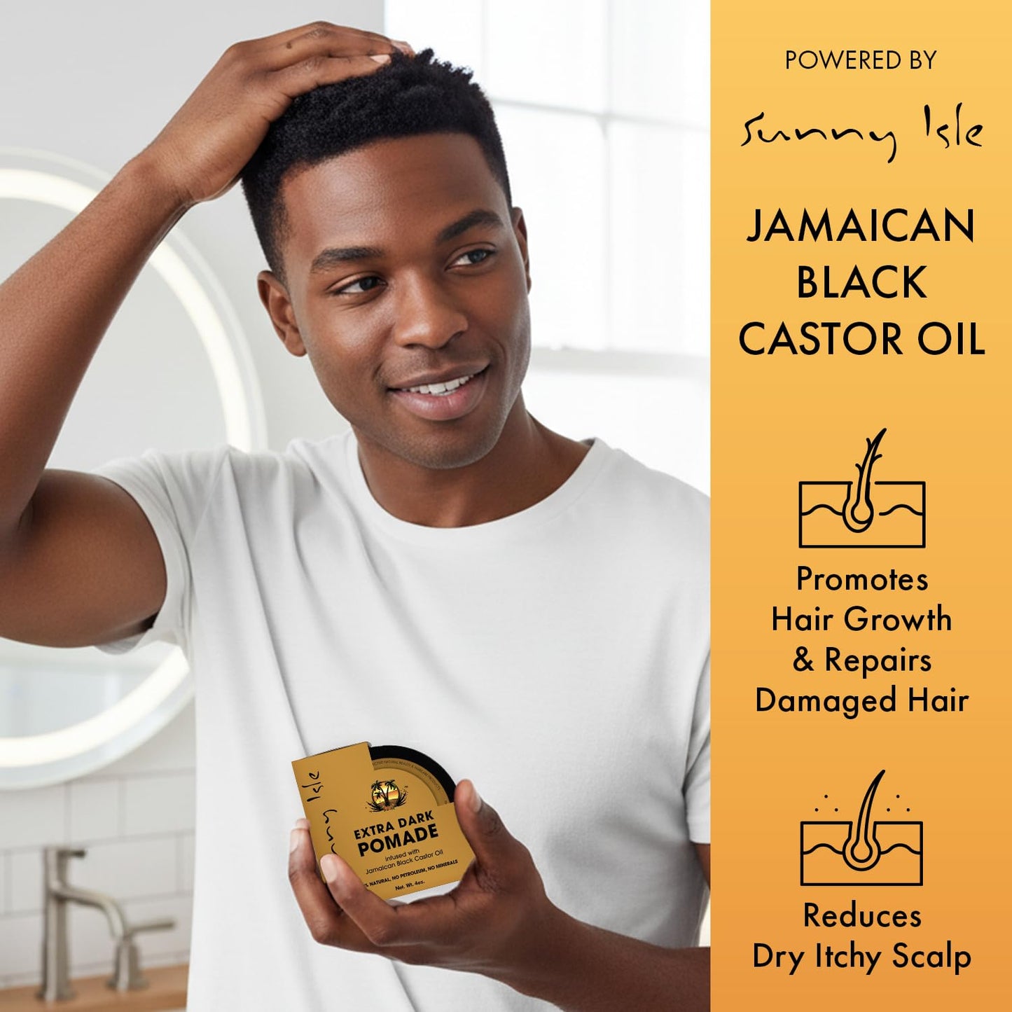 Sunny Isle Extra Dark Jamaican Black Castor Oil Hair Food Pomade - Moisturizes, Fights Dandruff, Frizz Control - 4 oz