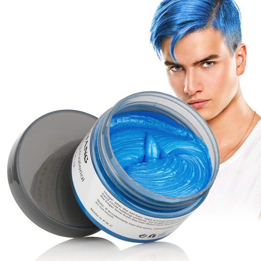 BeeShine Hair Coloring Wax, Blue Disposable Instant Matte Hairstyle Mud Cream Hair Pomades for Kids Men Women to Cosplay Nightclub Masquerade