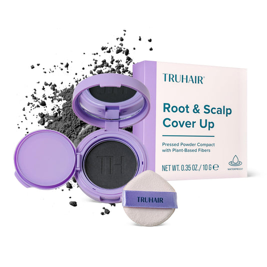 TRUHAIR Root & Scalp Cover Up Pressed Powder Compact, Waterproof, Weightless Hair Coverage & Bald Spot Concealing, Root Touch Up Hair Color for Gray