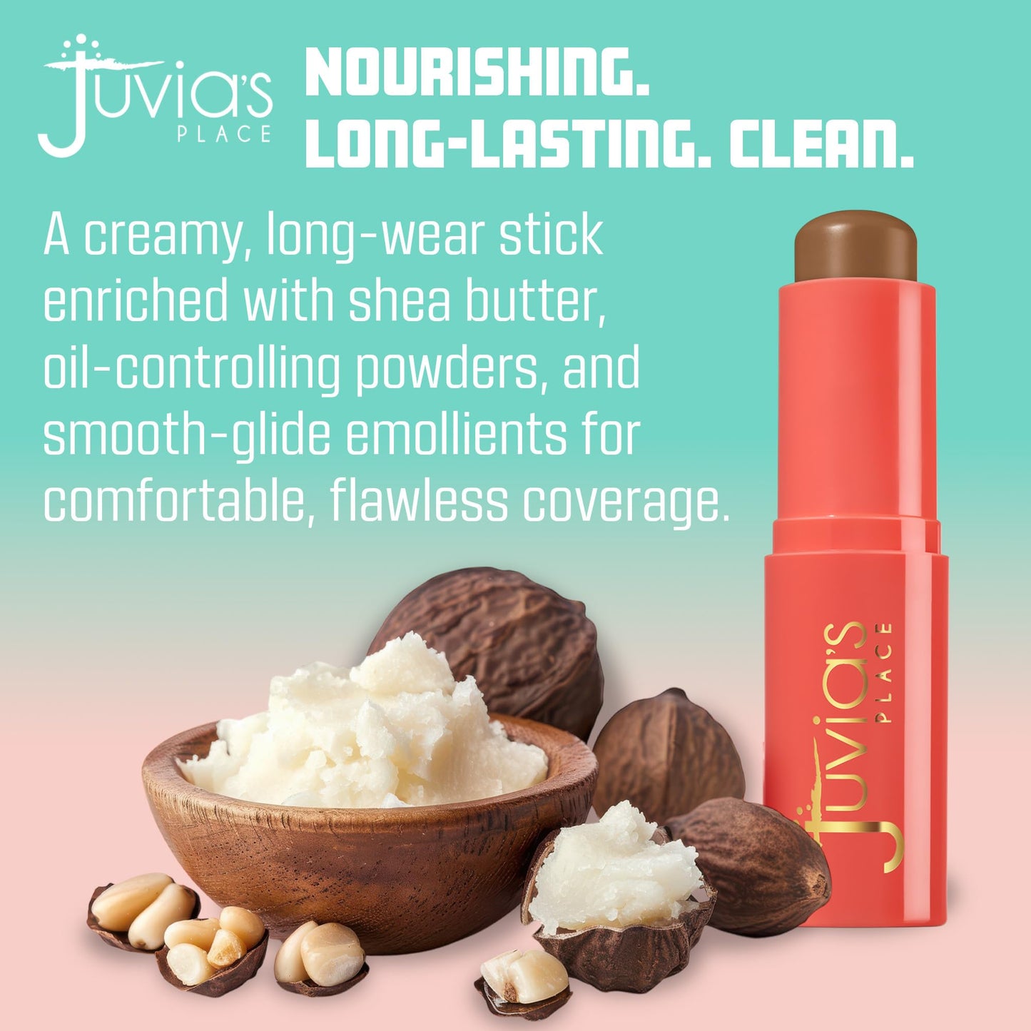 Juvia's Place I Am My Skin Hydra-Tint Foundation Stick - 9 Guinea - Cool, Rich Brown with Neutral Tones, Buildable, Hydrating & Blurring Coverage, Satin Finish for a Flawless, Glowy Look All Day