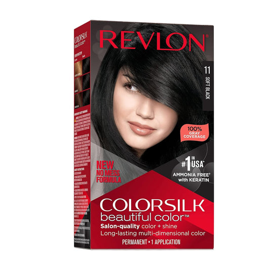 Revlon Colorsilk Beautiful Color Permanent Hair Color, Long-Lasting High-Definition Color, Shine & Silky Softness with 100% Gray Coverage, Ammonia