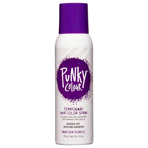Punky Temporary Hair Color Spray-On, Panther Purple, Non-Damaging Instant Hair Dye, No Bleaching Needed, Non-Sticky, Washable and Leaves No Residue