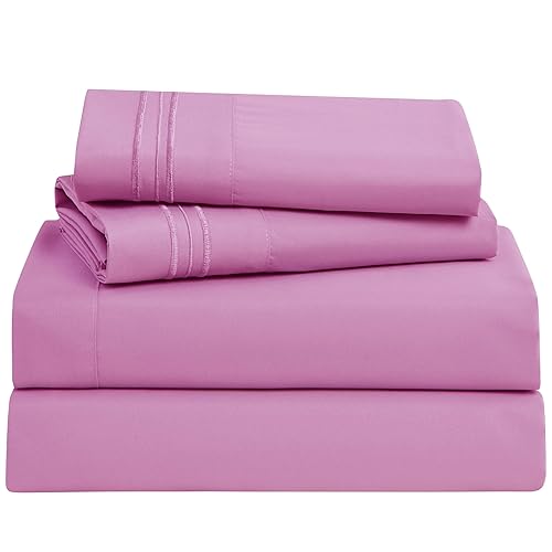 Clara Clark Bed Sheets, Premier 1800 Series 4 Piece Bed Sheet Set, Deep Pocket, Wrinkle, Fade, Stain Resistant, Luxury Soft Bedding Sheets &