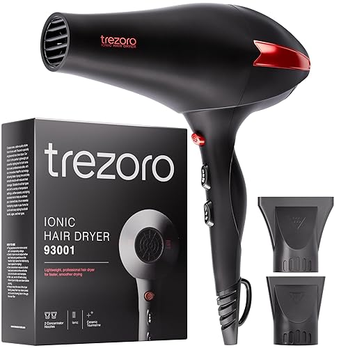 TREZORO Professional Blow Dryer for Women - Ionic Hair Dryer 2000W for Salon & Personal Use - Powerful, Fast & Quiet Drying for Curly Hair, Unwanted