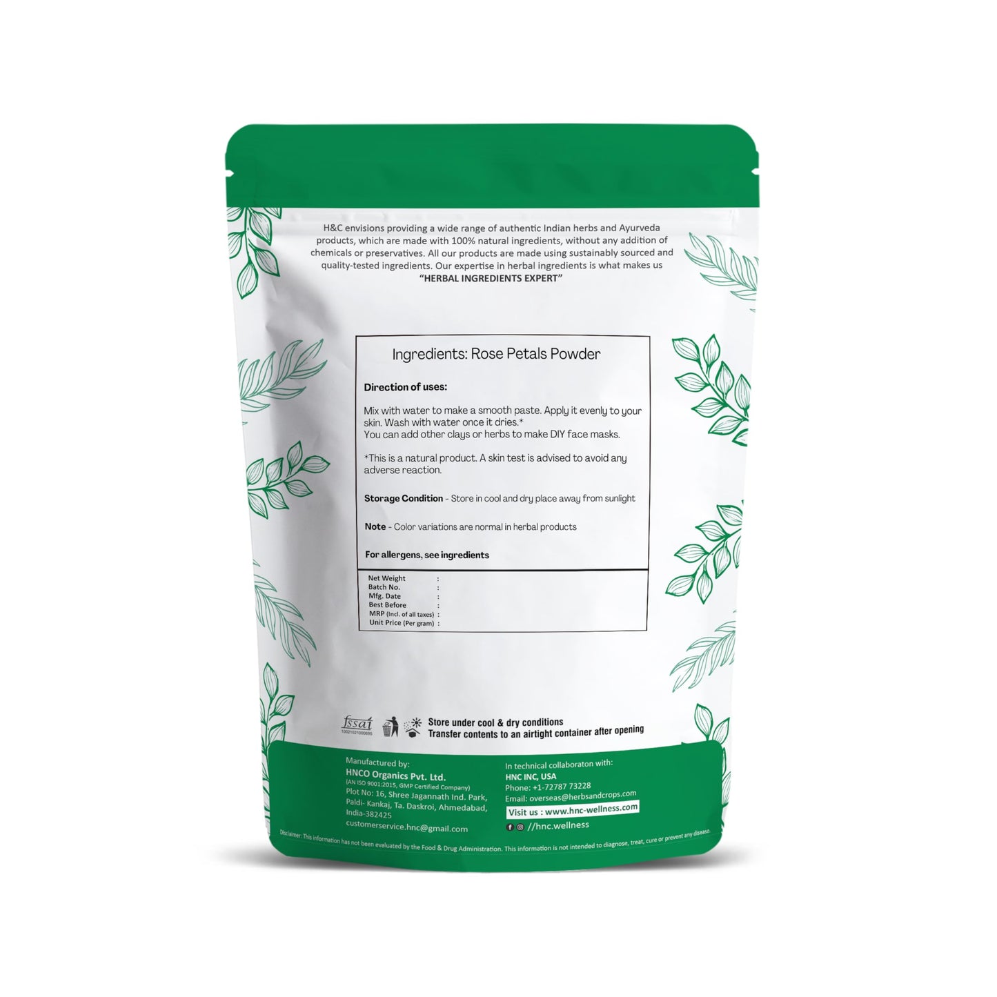 H&C 100% Pure Rose Petals Powder (Rosa Centifolia) for Facial Mask Formulation - 1/2 LB/ 227 gms / 8 Oz