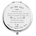 Forest Kiss Daughter Gifts Silver Stainless Steel Compact Makeup Mirror Graduation Birthday with Gift Box