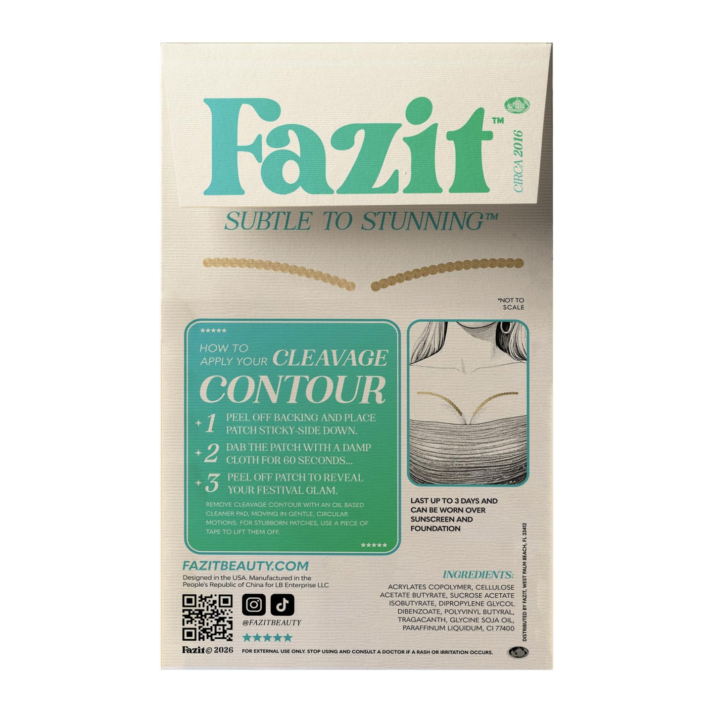 Fazit Makeup Patches - Cleavage Contour - Glow Up Make-Up Patches - Cute Glitter Makeup Accessories for Women - Cosmetic Body Glitter