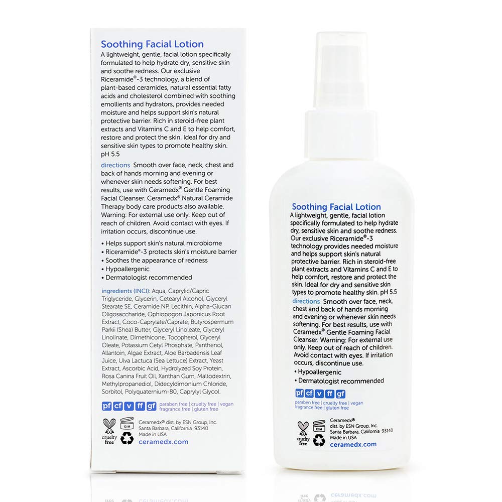 Ceramedx - Soothing Facial Lotion | Natural Ceramide Lotion for Dry, Sensitive Skin | Cruelty Free, Vegan & Fragrance Free | 4 fl oz (2)