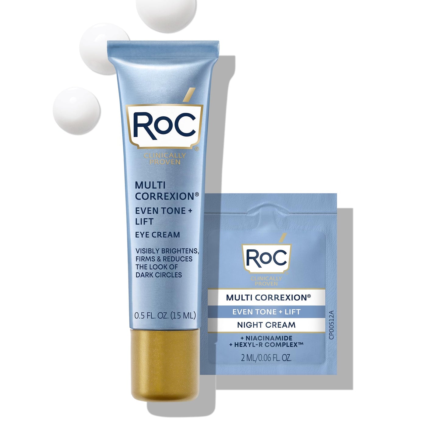 RoC Multi Correxion 5 in 1 Anti-Aging Eye Cream for Puffiness, Under Eye Bags & Dark Circles, Skin Care Treatment with Shea Butter, (.5 oz) with Night