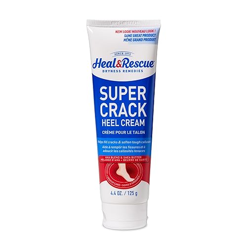Heal&Rescue Heel Rescue Super Crack Foot Cream, Concentrated AHA Blend & Shea Butter, Moisturizes, Exfoliates, Softens & Aids Cracked Heel Repair, 4.4