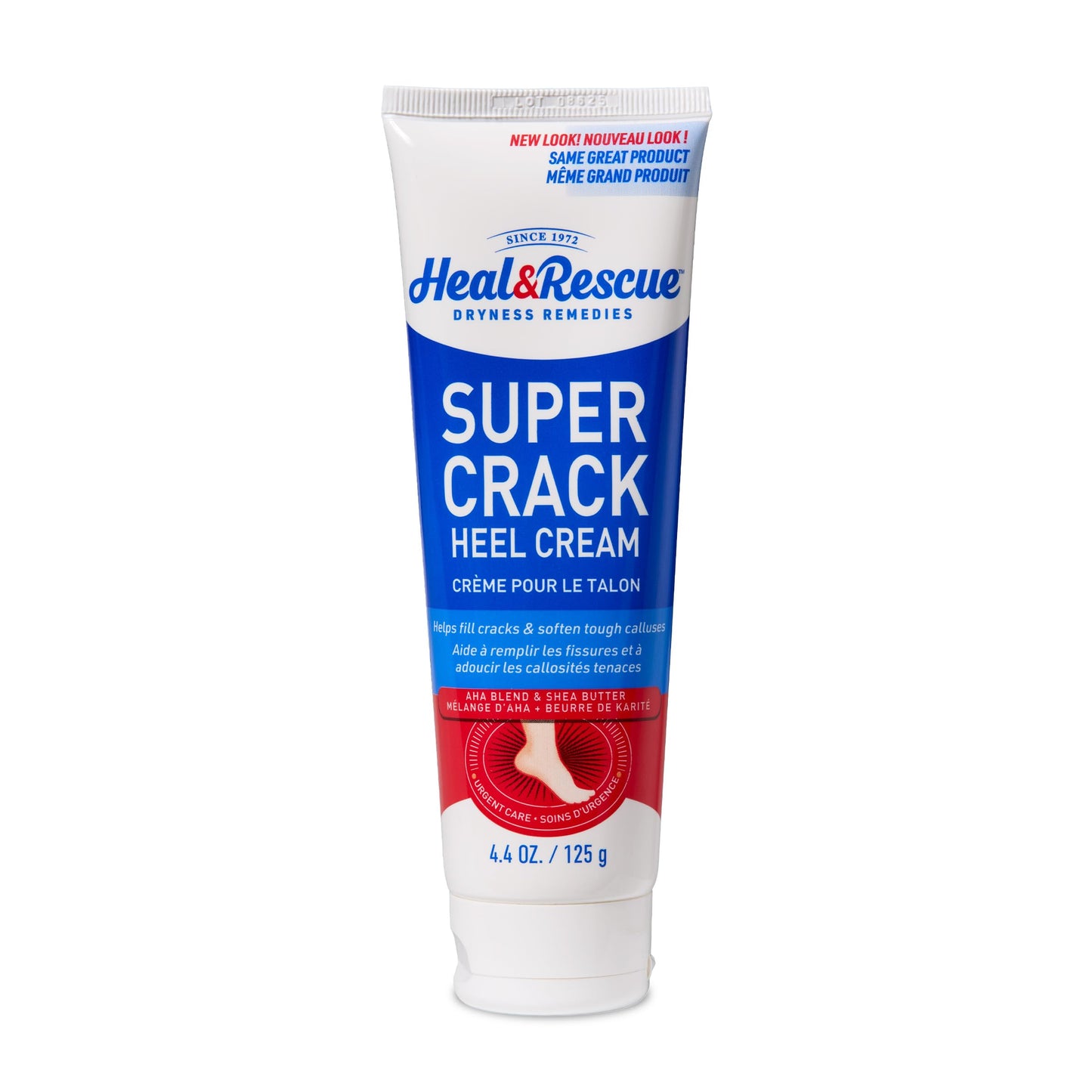 Heal&Rescue Heel Rescue Super Crack Foot Cream, Concentrated AHA Blend & Shea Butter, Moisturizes, Exfoliates, Softens & Aids Cracked Heel Repair, 4.4