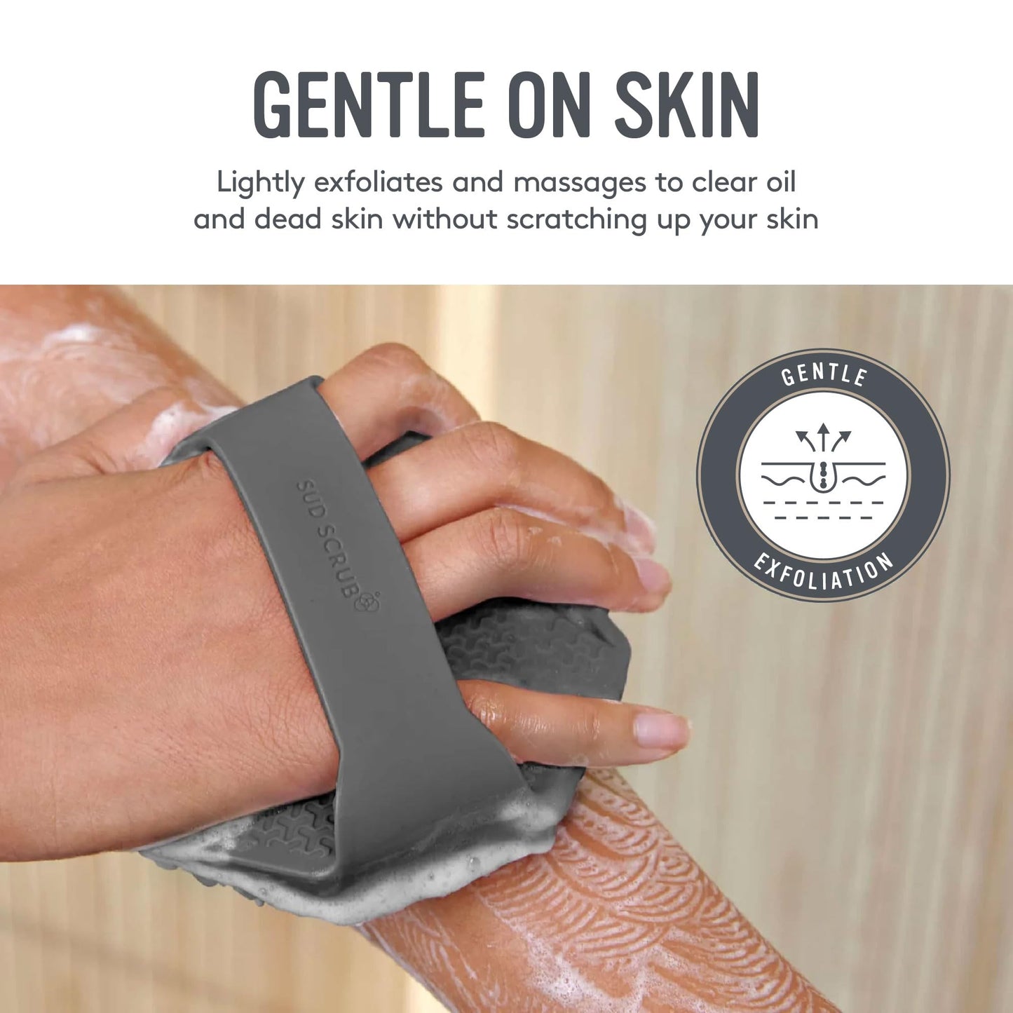 Sud Scrub® Antimicrobial Silicone Body Scrubber, Exfoliating Body Scrubber for Sensitive Skin, Eco Friendly Shower Scrubber for Body, Silicone Body