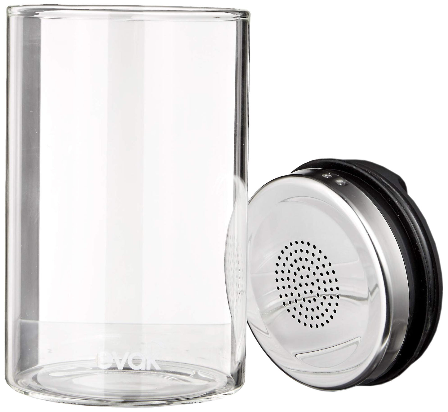 Prepara Evak Fresh Saver Airless Canister, Glass & Stainless, Medium, Soft Touch Black Handle