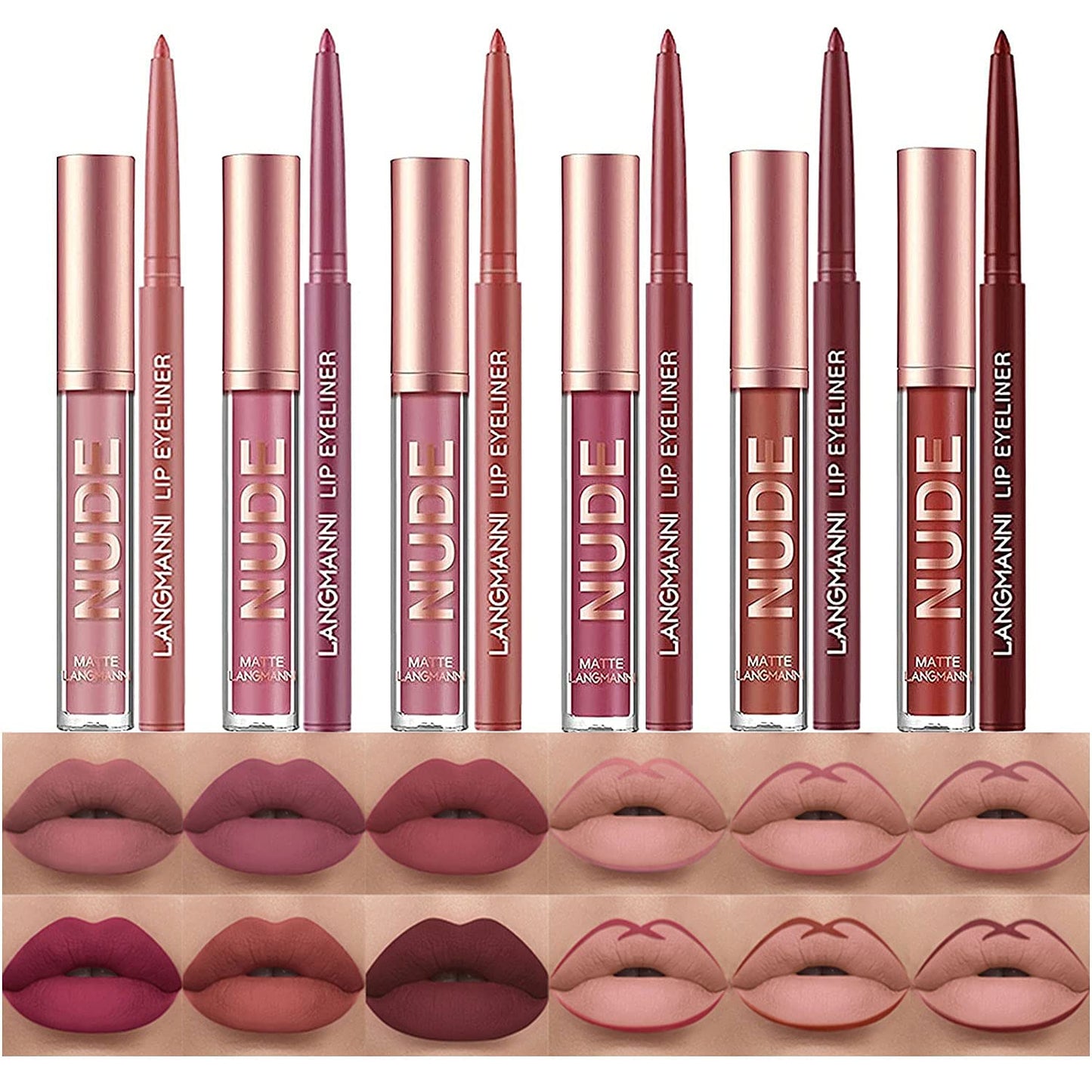 BestLand 12Pcs Matte Liquid Lipstick + Lip Liner Pens Set, Velvety Nude Lip Stain Waterproof Long Wear Makeup Gift Set Beauty and Personal Care BestLand