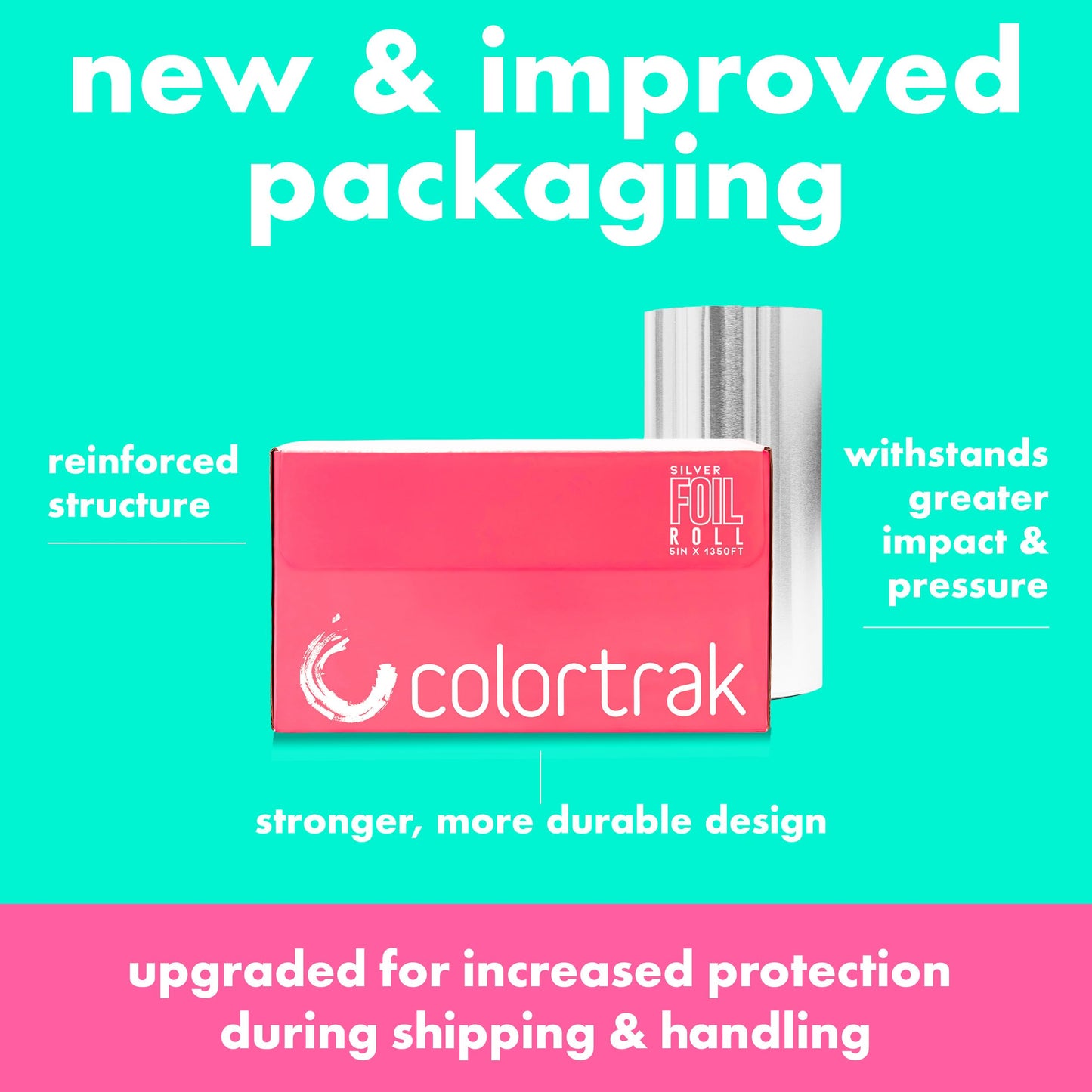 Colortrak Professional Highlighting Foil Roll, Integrated Blade on Box For Precision Length Cuts, Economical & Eliminates Waste, Silver, Roll Measures