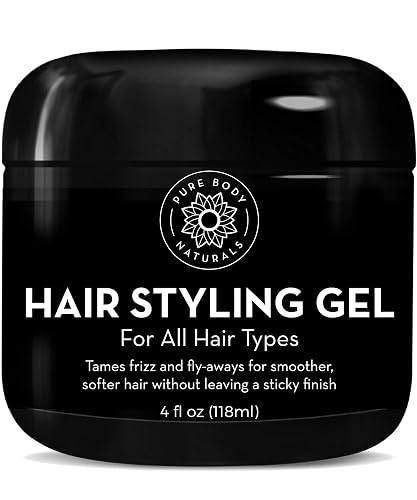 Pure Body Naturals Hair Gel for Men, Natural Ingredients with Hydrating Aloe For Firm, Healthy Hair, 4 Fl Oz