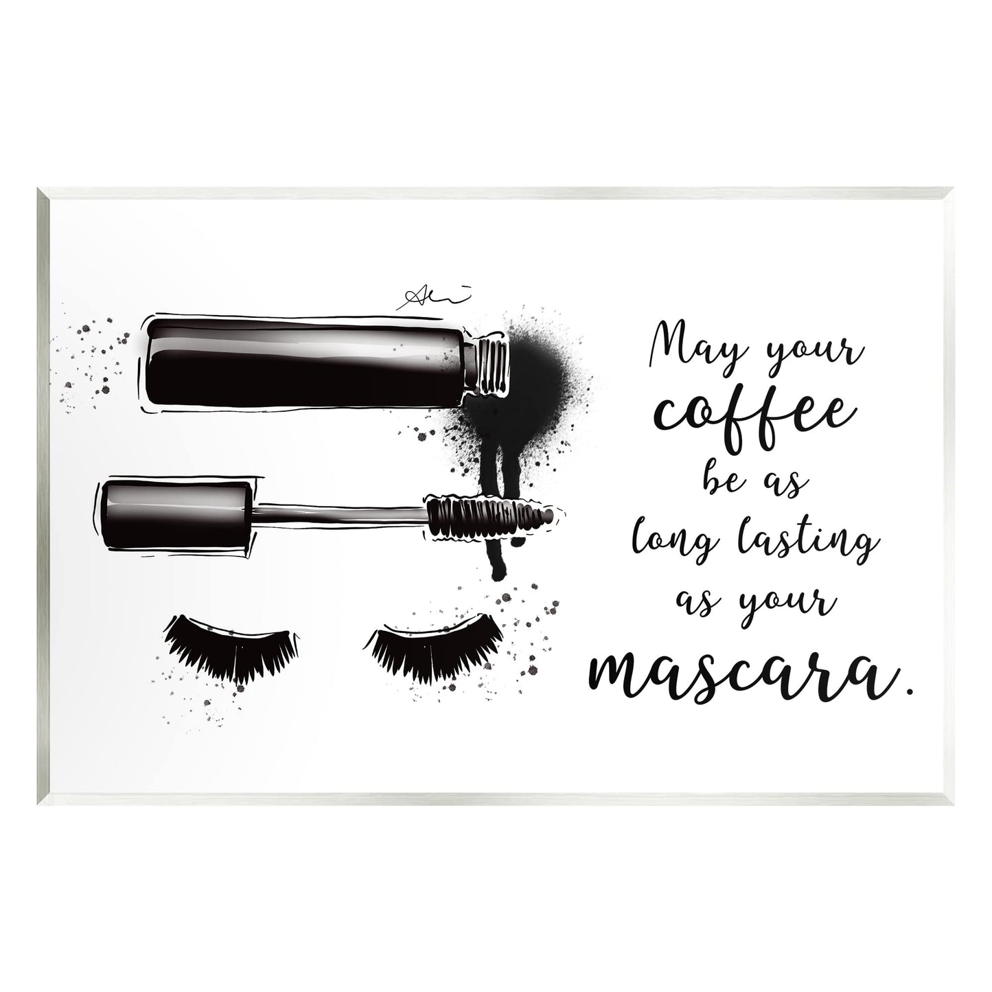 Stupell Industries Coffee & Lashes Mascara Phrase Wood Wall Art, Design by Alison Petrie