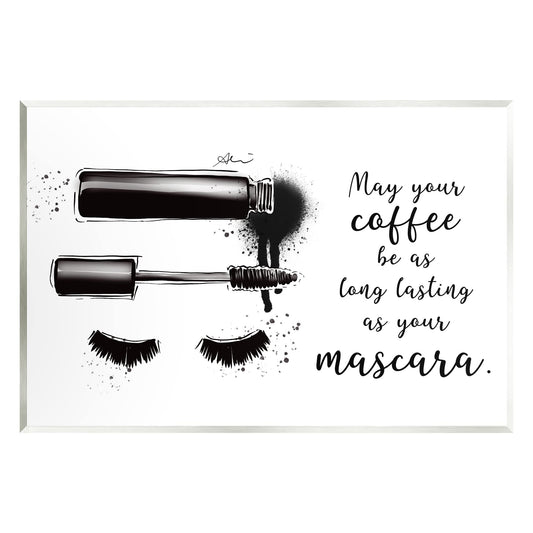 Stupell Industries Coffee & Lashes Mascara Phrase Wood Wall Art, Design by Alison Petrie