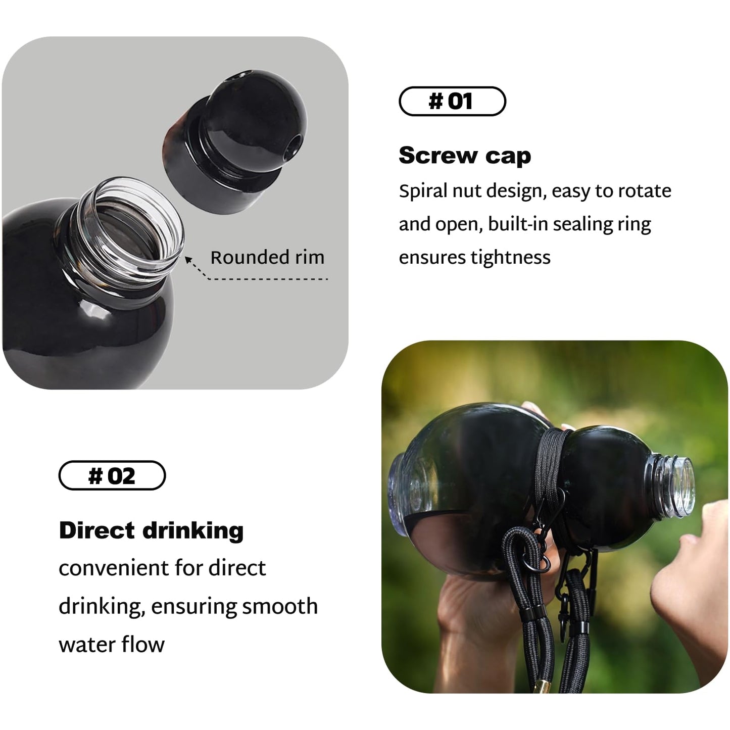 Monkey King Gourd Water Bottle,28 oz Reusable Leakproof Sports Plastic Water Bottle,for Travel Gym,Cosplay Props Decoration,with Straps,Stickers