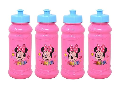 4-Pack Disney Minnie Mouse Star 16oz Pull-Top Squirt Water Bottles, Pink/Blue, BPA-Free
