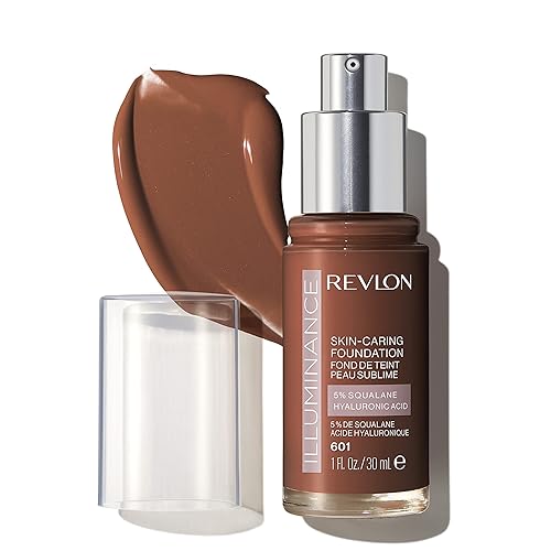 Revlon Illuminance Skin-Caring Liquid Foundation, Hyaluronic Acid, Hydrating and Nourishing Formula with Medium Coverage, 601 Soft Nutmeg, 1 fl oz