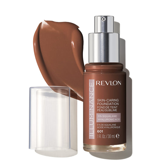 Revlon Illuminance Skin-Caring Liquid Foundation, Hyaluronic Acid, Hydrating and Nourishing Formula with Medium Coverage, 601 Soft Nutmeg, 1 fl oz