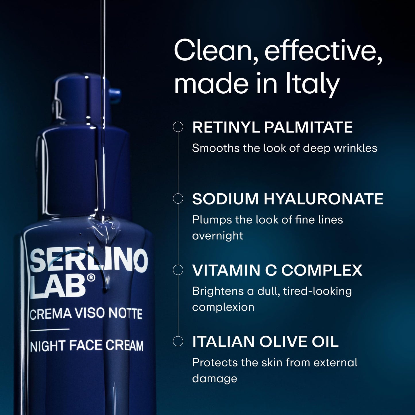 SerlinoLab Night Face Cream for Men - Anti-Aging Moisturizer with Retinol & Hyaluronic Acid, Hydrates Skin, Helps Reduce Wrinkles, Improves Firmness Beauty and Personal Care Omnis Uomo