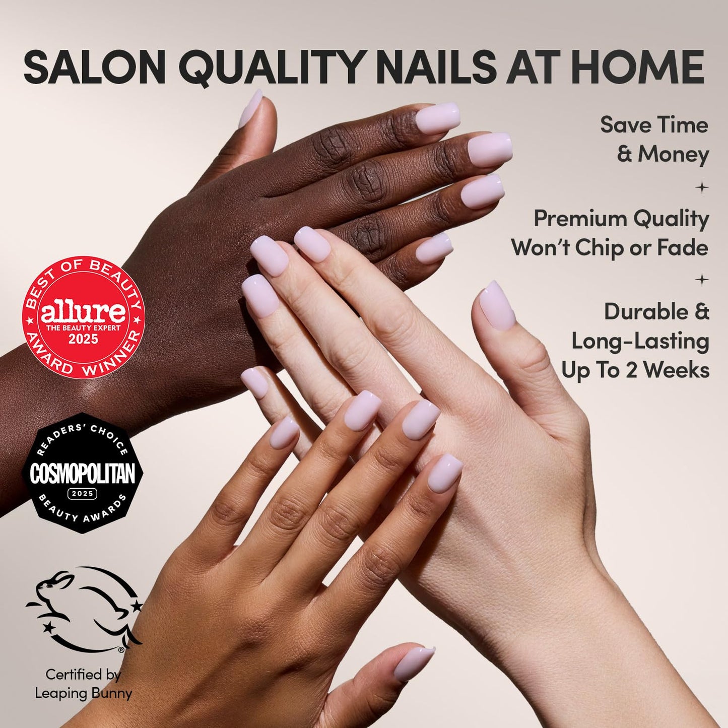Glamnetic Press On Nails - Soft Girl | Short Squoval Pink Fake Nails, Salon Quality Milky Nails | 15 Sizes - 30 Nail Kit with Glue Beauty and Personal Care Glamnetic