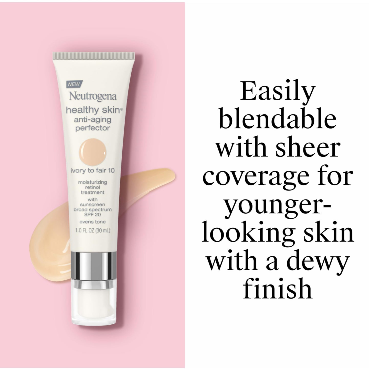 Neutrogena Healthy Skin Anti-Aging Perfector Tinted Facial Moisturizer and Retinol Treatment with Broad Spectrum SPF 20 Sunscreen with Titanium