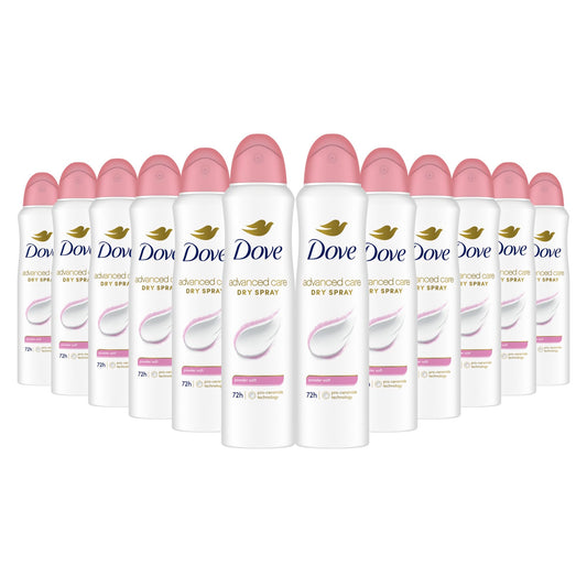 Dove Advanced Care Antiperspirant Deodorant Spray Powder Soft Pack of 12 to help skin barrier repair after shaving 72hour antiperspirant deodorant Beauty and Personal Care Dove