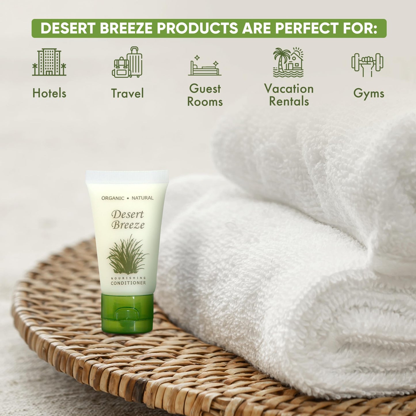 Travel Size Hotel Conditioner 20 Count 1 oz Bottles Guest Amenities for Vacation Rentals and Short Term Rentals Paraben Free Green Tea Lemongrass