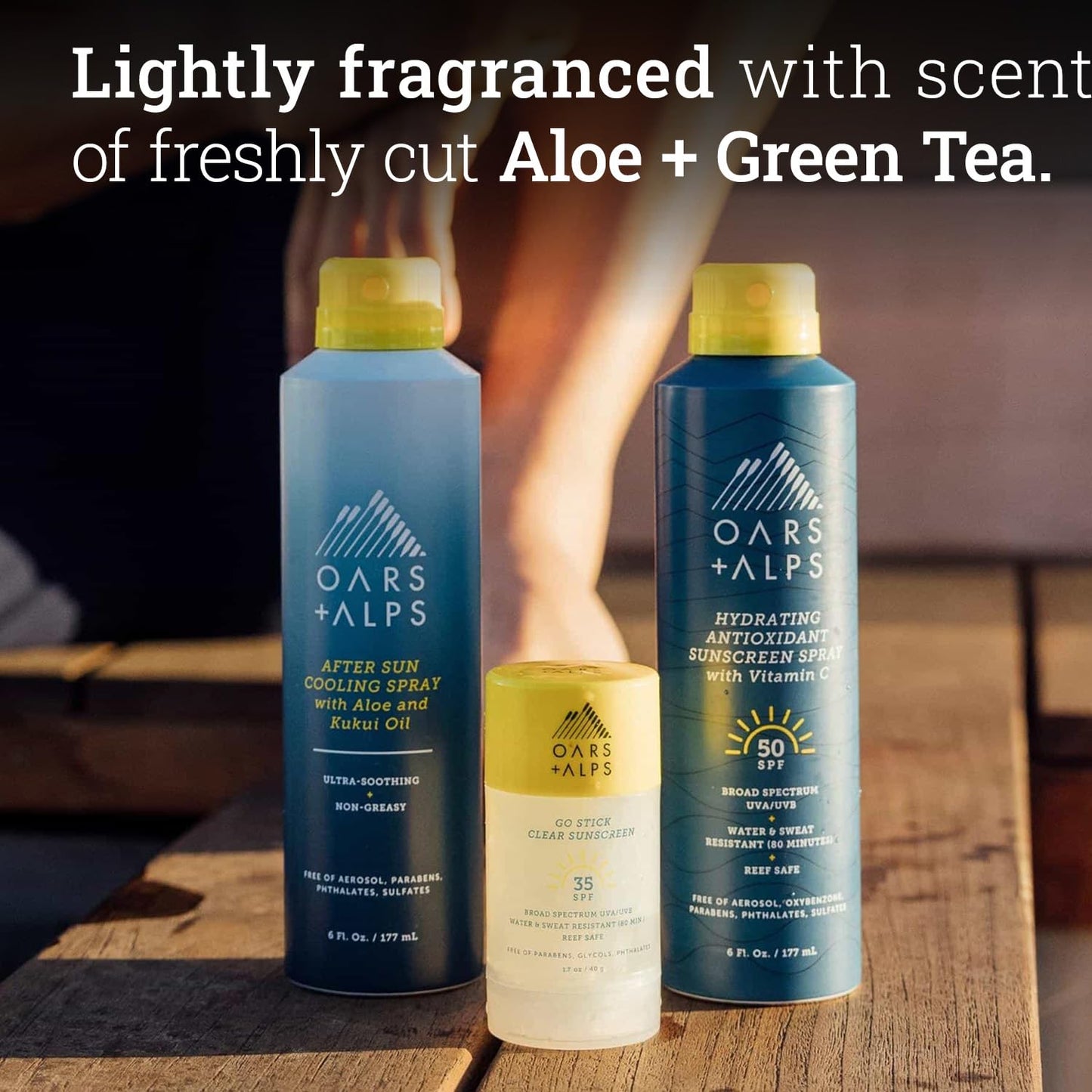 Oars + Alps After Sun Spray, After Sun Care Spray with Aloe Vera, Kukui Oil & Niacinamide & Green Tea Scent to Naturally Cool Skin, Hydrating