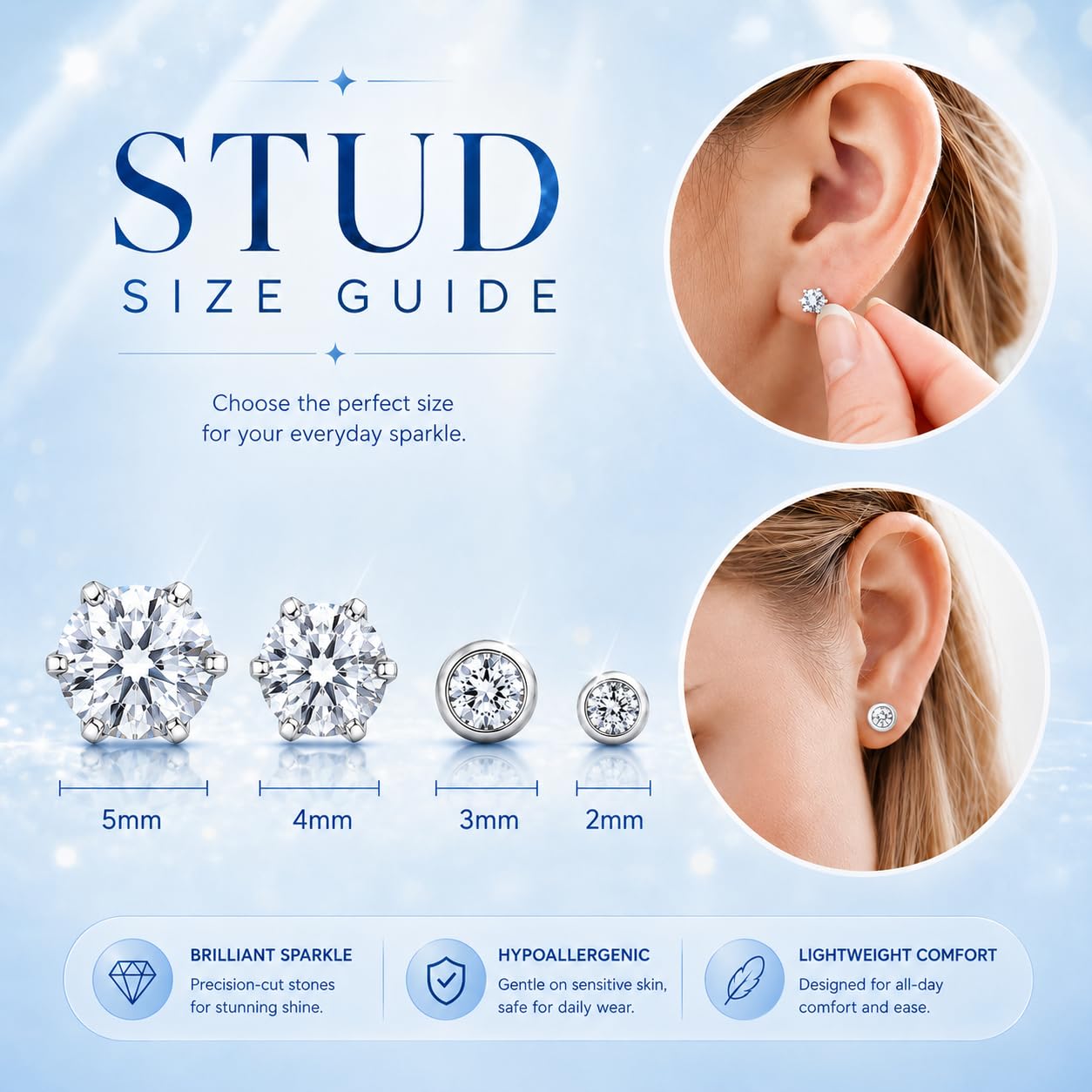 Anzero Ear Piercing Kit, Disposable Ear Piercing Gun with 5MM CZ Studs Beauty and Personal Care Anzero
