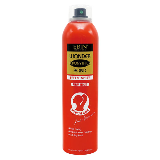 EBIN NEW YORK Wonder Ponytail Bond Freeze Spray Firm Hold - Medium Hair 8oz/ 245ml |Long Lasting Hold, 24-Hour Frizz Control, Shine Enhancing