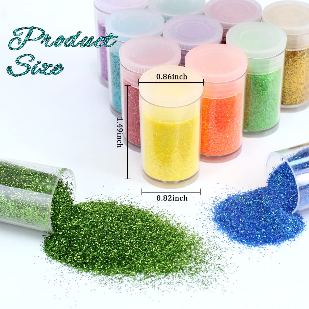 36 Colors Set, Fine Glitter for Resin, Arts and Craft Supplies Glitter, Cosmetic for Body Nail Face Hair Eyeshadow Lip Gloss Makeup, Festival